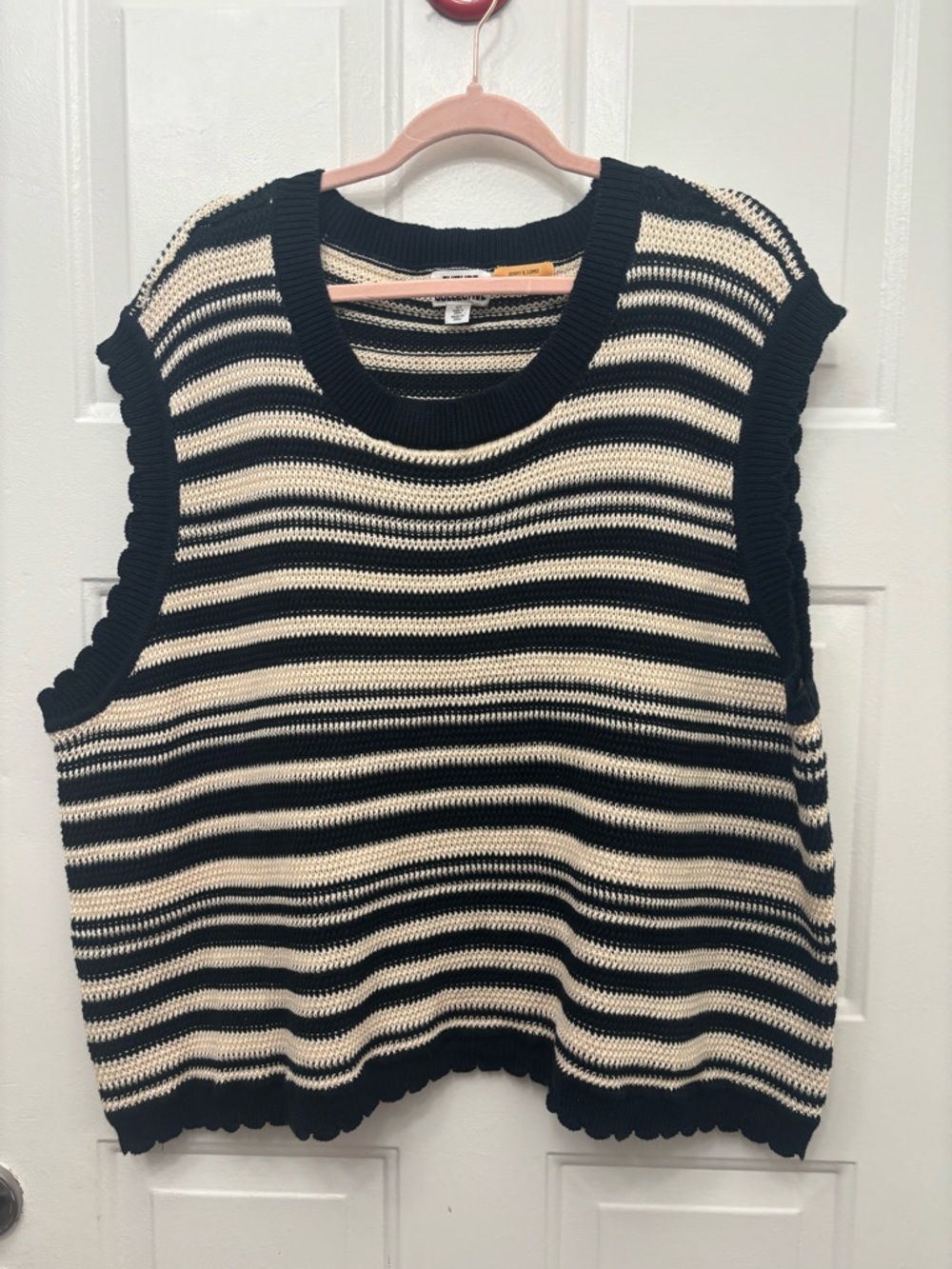 Future Collective Striped Knit Sleeveless Vest - Black & Cream